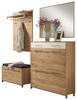GARDEROBE Weiß, Eichefarben  - Eichefarben/Weiß, Design, Glas/Holz