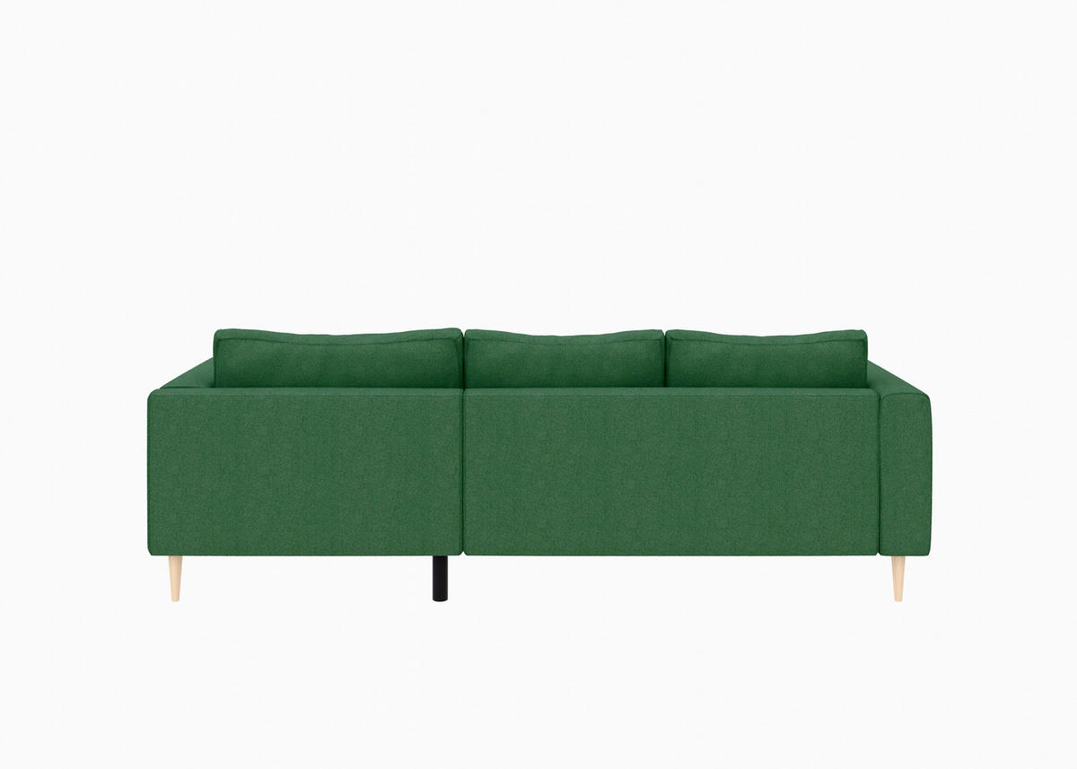 ECKSOFA  in Struktur Dunkelgrün  232/161 cm  - Dunkelgrün/Buchefarben, MODERN, Holz/Textil (232/161cm) - Trendmanufaktur