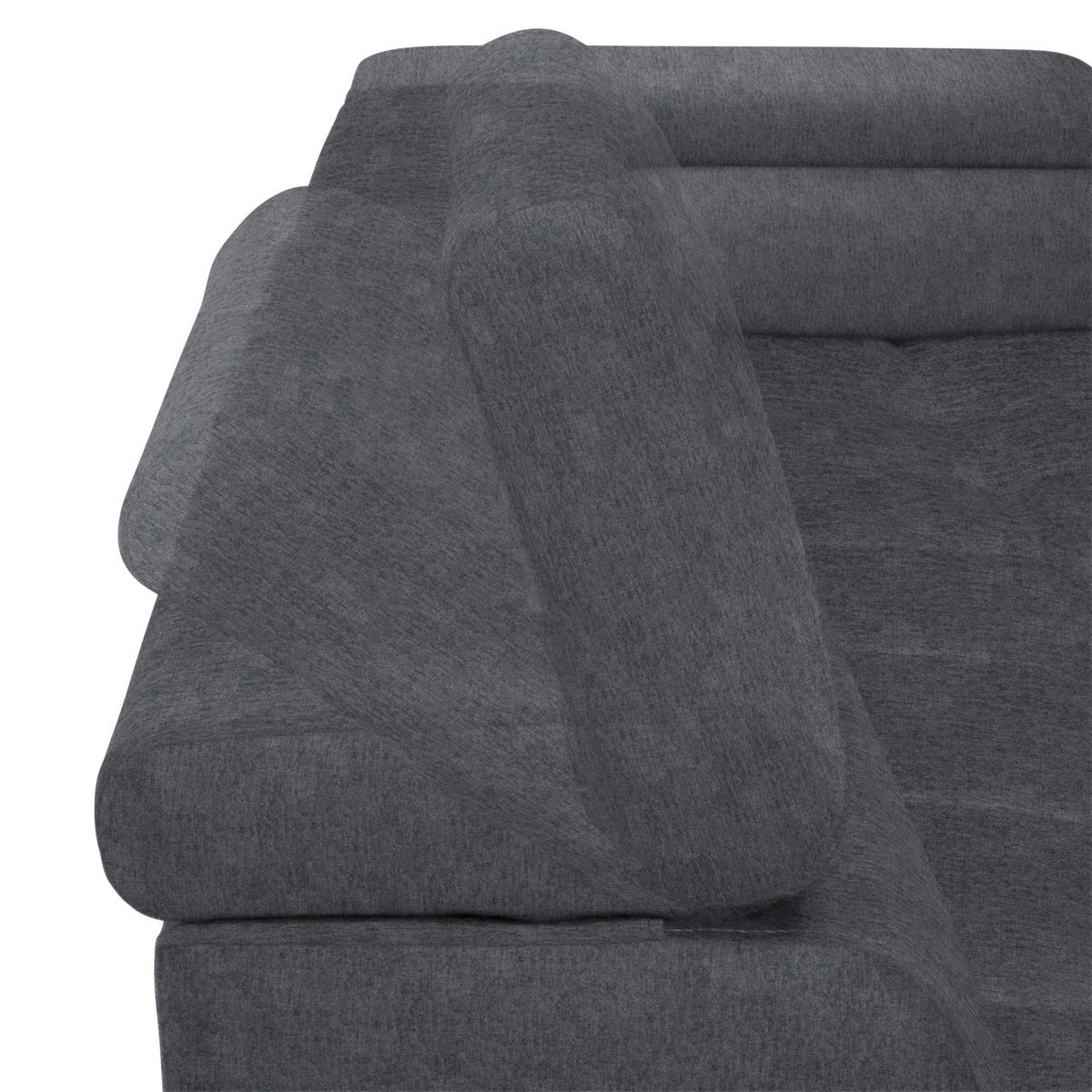 ECKSOFA in Samt, Webstoff Grau  - Schwarz/Grau, Design, Textil/Metall (270/177cm) - Welnova
