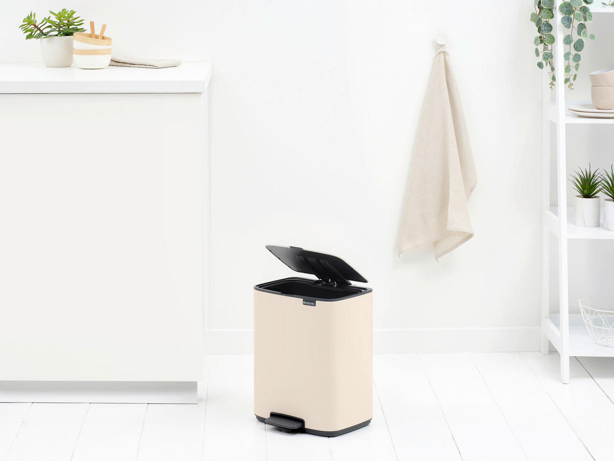 KOŠ S NOŽNOM PAPUČICOM  12 l  Bo  - bež/antracit, Design, metal/plastika (29/36,5/25,5cm) - Brabantia