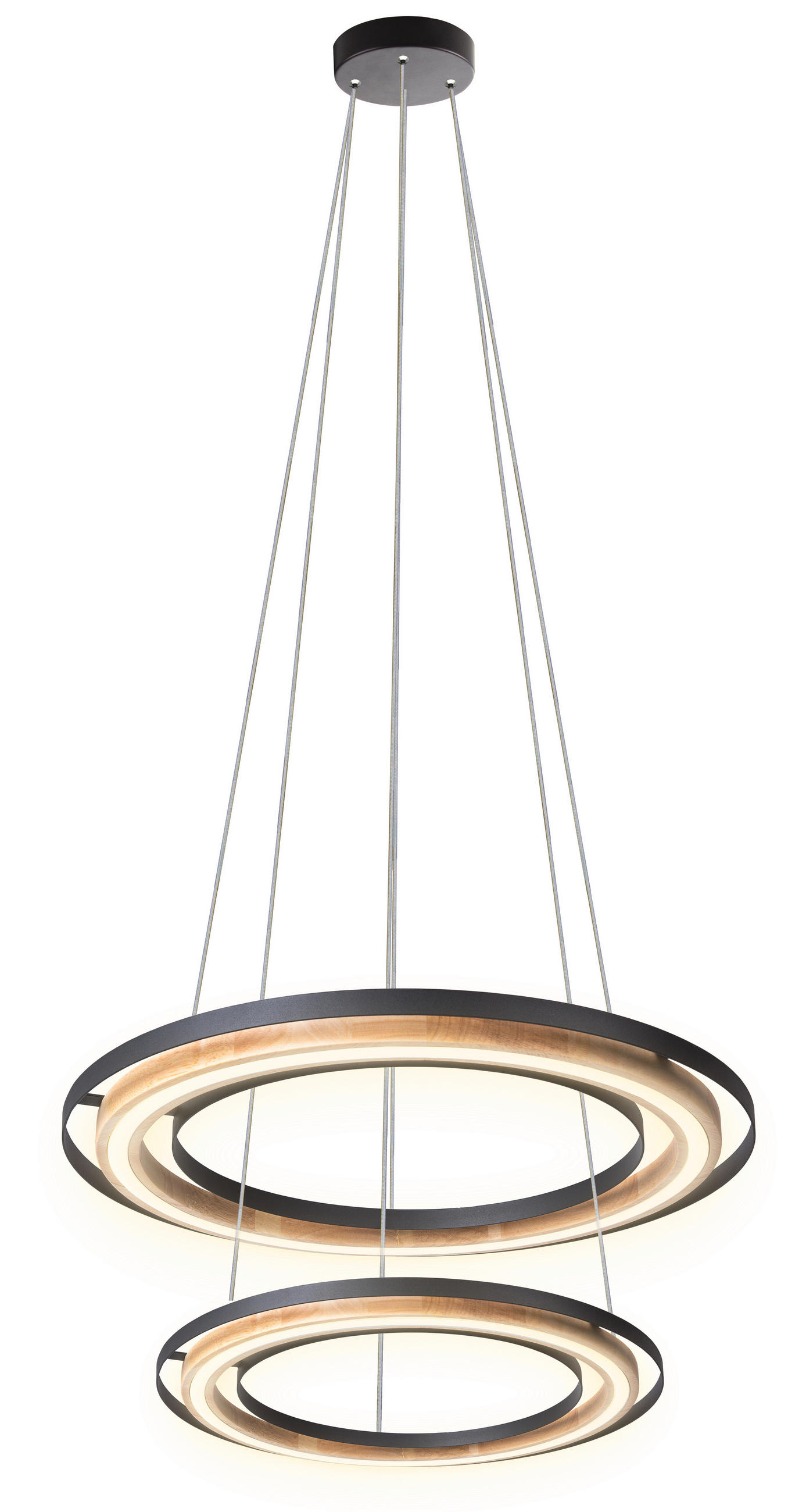 LED-HÄNGELEUCHTE 56/150 cm  - Schwarz/Naturfarben, Basics, Holz/Metall (56/150cm)