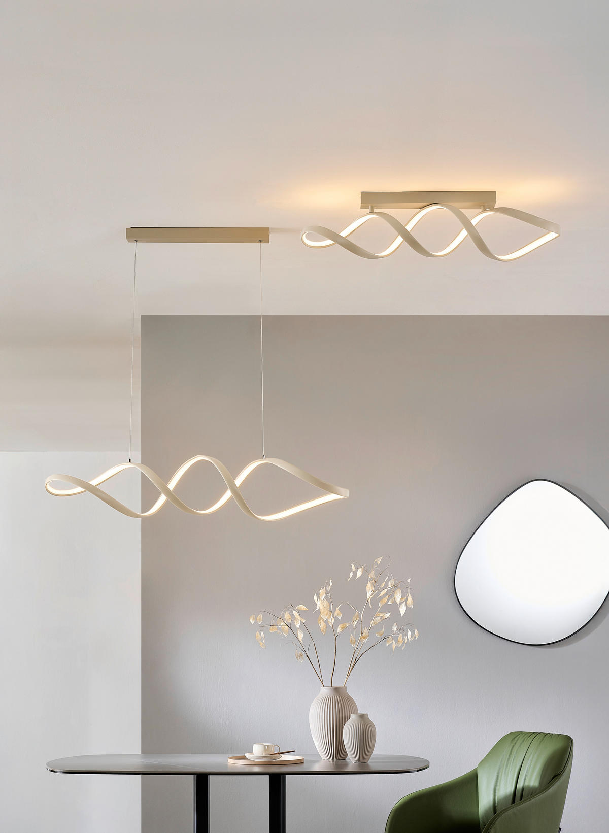 VISEČA LED-SVETILKA  Brownsville 24 W/2500 lm/3000 K/220-240 V/ - peščene barve, Design, kovina/umetna masa (100/22/120cm) - Novel