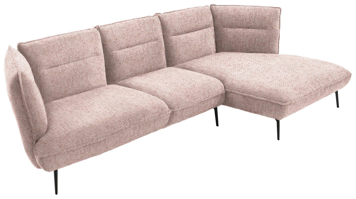 ECKSOFA in Flachgewebe Altrosa  339/153 cm  - Schwarz/Altrosa, Design, Textil/Metall (339/153cm) - Moderano