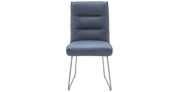 STUHL  in Echtleder pigmentiert Leder  - Edelstahlfarben/Blaugrau, Design, Leder/Metall (59/93/59cm) - Dieter Knoll