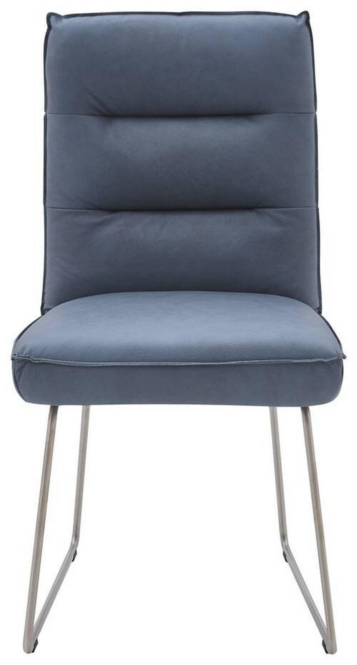 STUHL Echtleder Blaugrau  - Edelstahlfarben/Blaugrau, Design, Leder/Metall (59/93/59cm) - Dieter Knoll