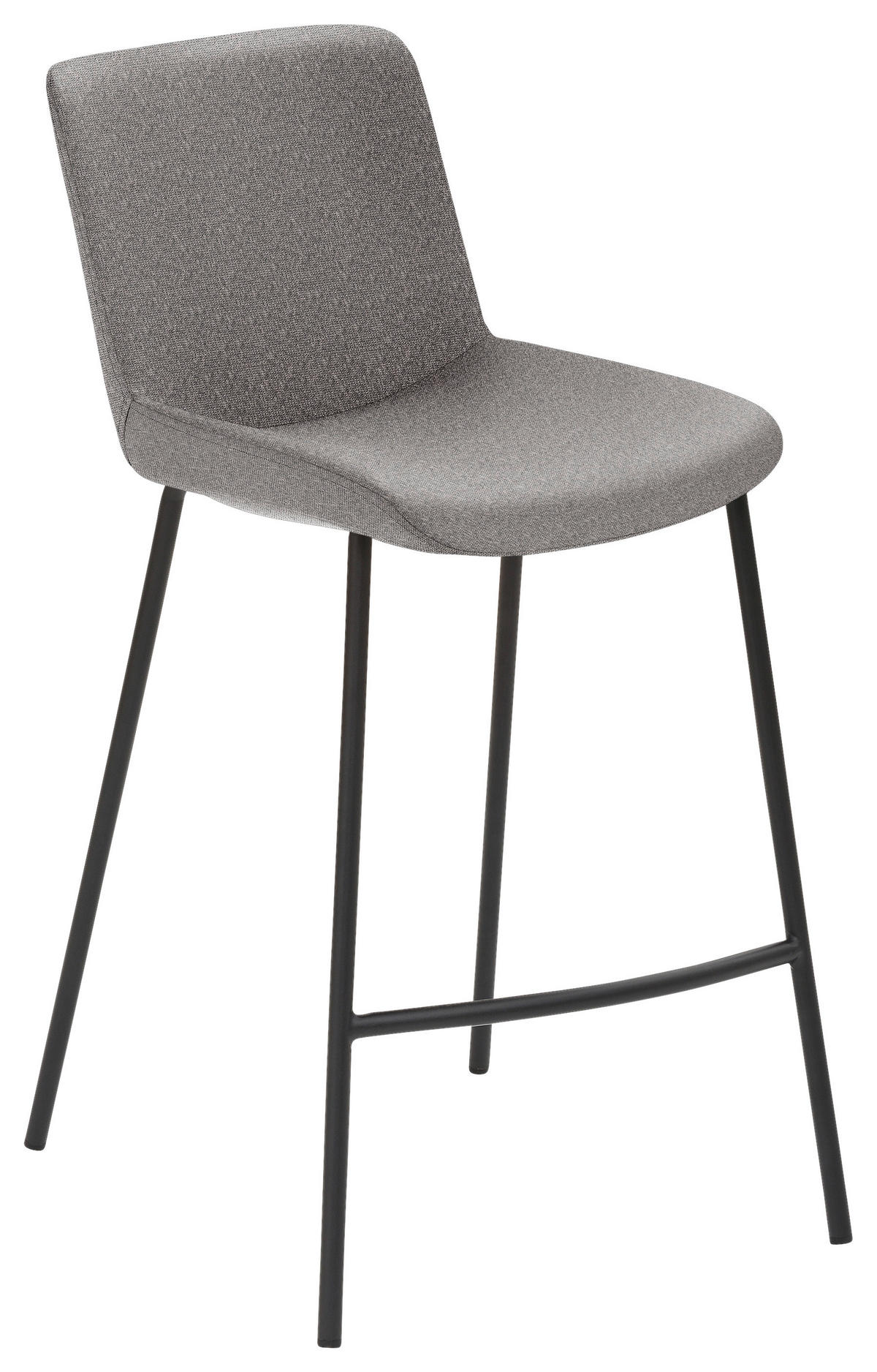 BARHOCKER Flachgewebe Grau Stahl  - Schwarz/Grau, Design, Textil/Metall (48/93/50cm) - Novel