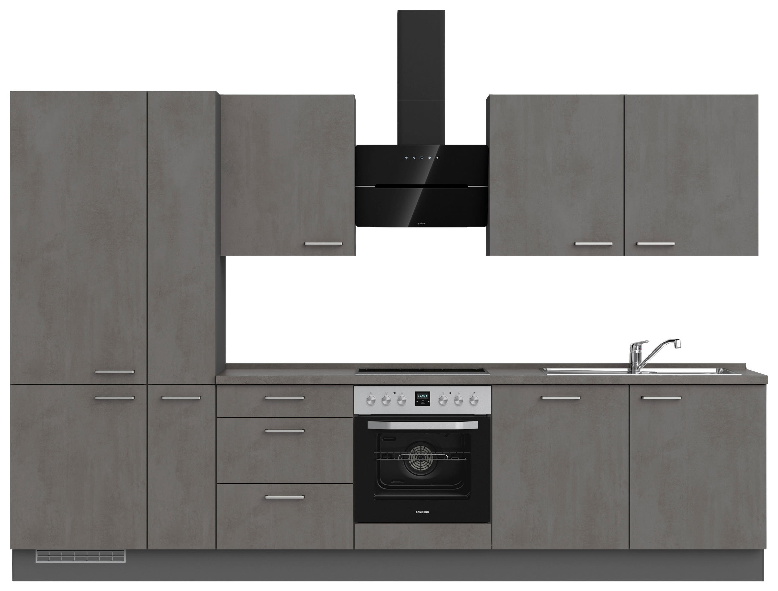KÜCHENBLOCK 330 cm   in Schieferfarben  - Schieferfarben/Edelstahlfarben, MODERN, Holzwerkstoff/Metall (330cm) - Nobilia