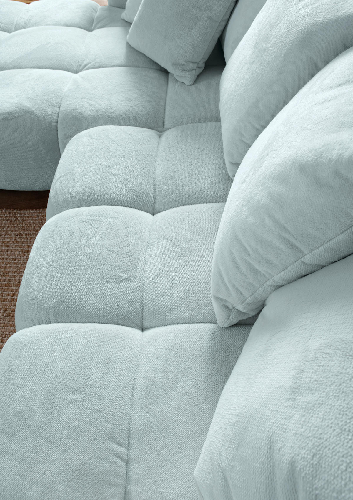 HÖRNSOFFA i plysch mintgrön  - mintgrön/mörkbrun, Klassisk, trä/textil (190/288cm) - MID.YOU