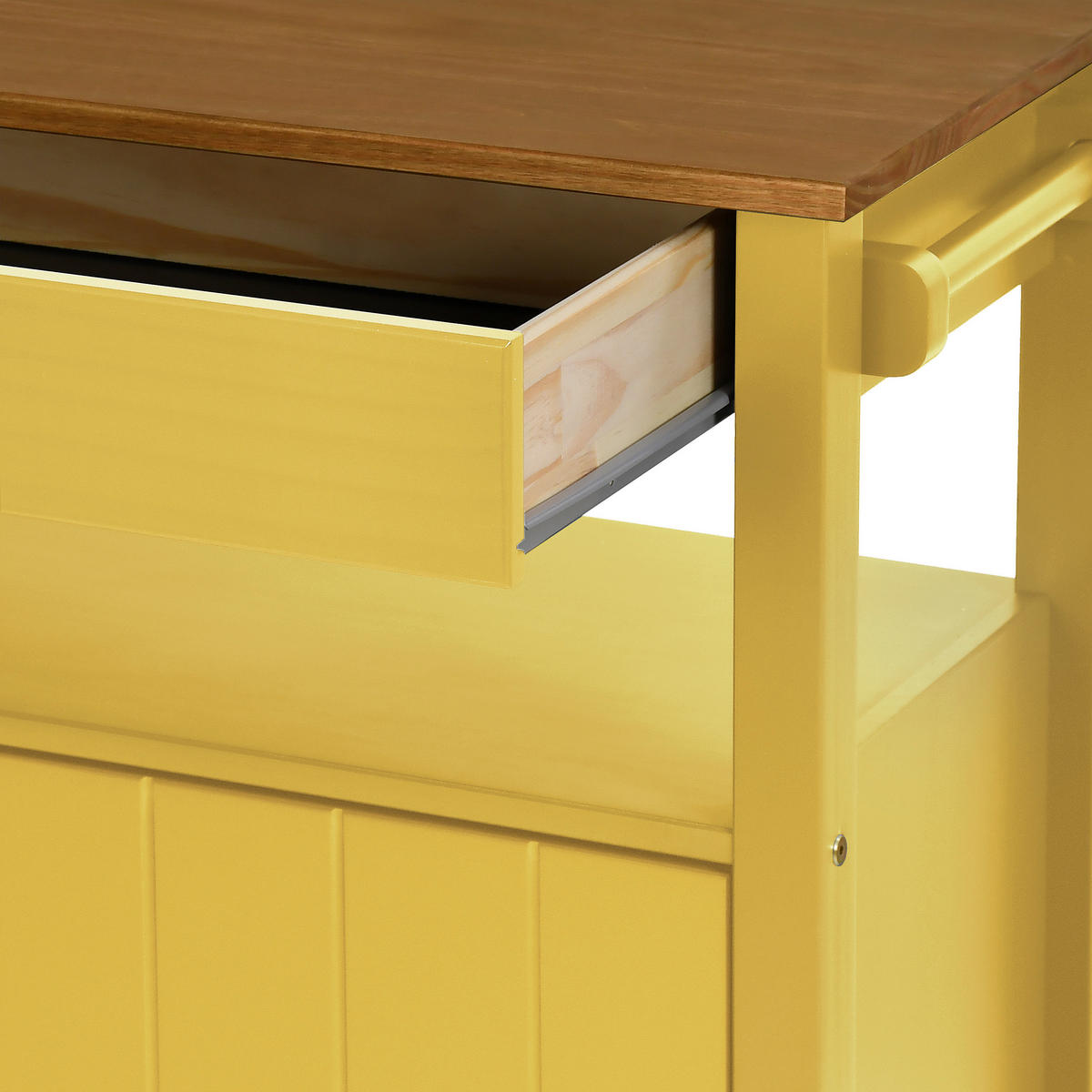 SERVIERWAGEN Pinie massiv Braun, Gelb  - Gelb/Zinkfarben, MODERN, Holz/Kunststoff (85/90,6/40cm) - Livetastic