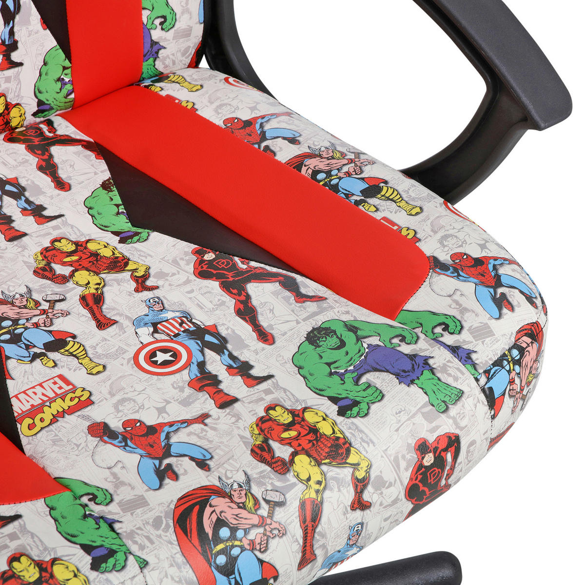 GAMINGSTUHL Multicolor, Rot, Schwarz, Weiß Kunststoff, Textil   - Rot/Multicolor, Design, Kunststoff/Textil (60/98,5-108/63,6cm) - Marvel
