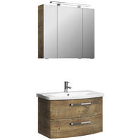 BADEZIMMER 3-teilig  in 84 cm  - Eiche dunkel/Chromfarben, MODERN, Glas/Keramik (84cm) - Sadena