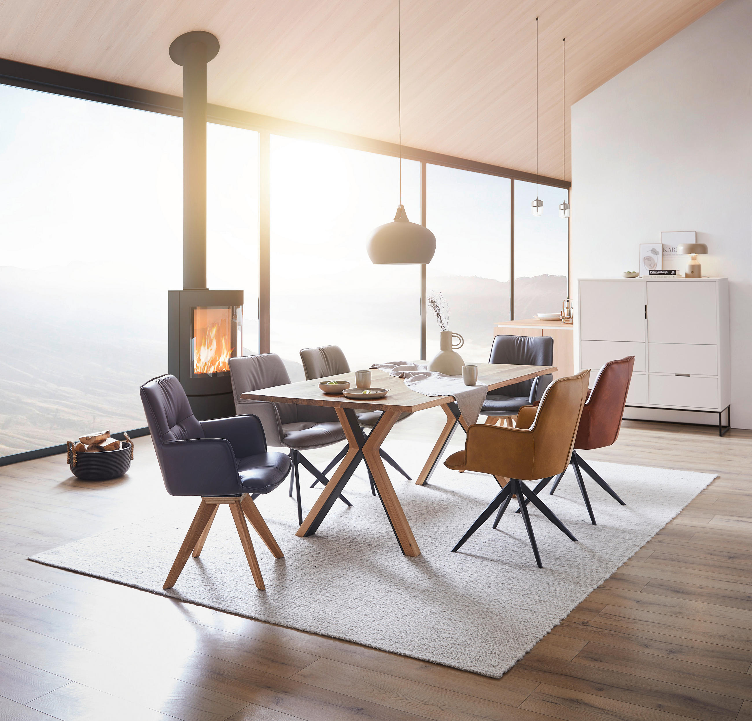 ESSTISCH in Holz 180/100/75 cm  - Eichefarben/Schwarz, Design, Holz/Metall (180/100/75cm) - Dieter Knoll