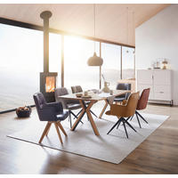 ESSTISCHHolz 180/100/75 cm  - Eichefarben/Schwarz, Design, Holz/Metall (180/100/75cm) - Dieter Knoll