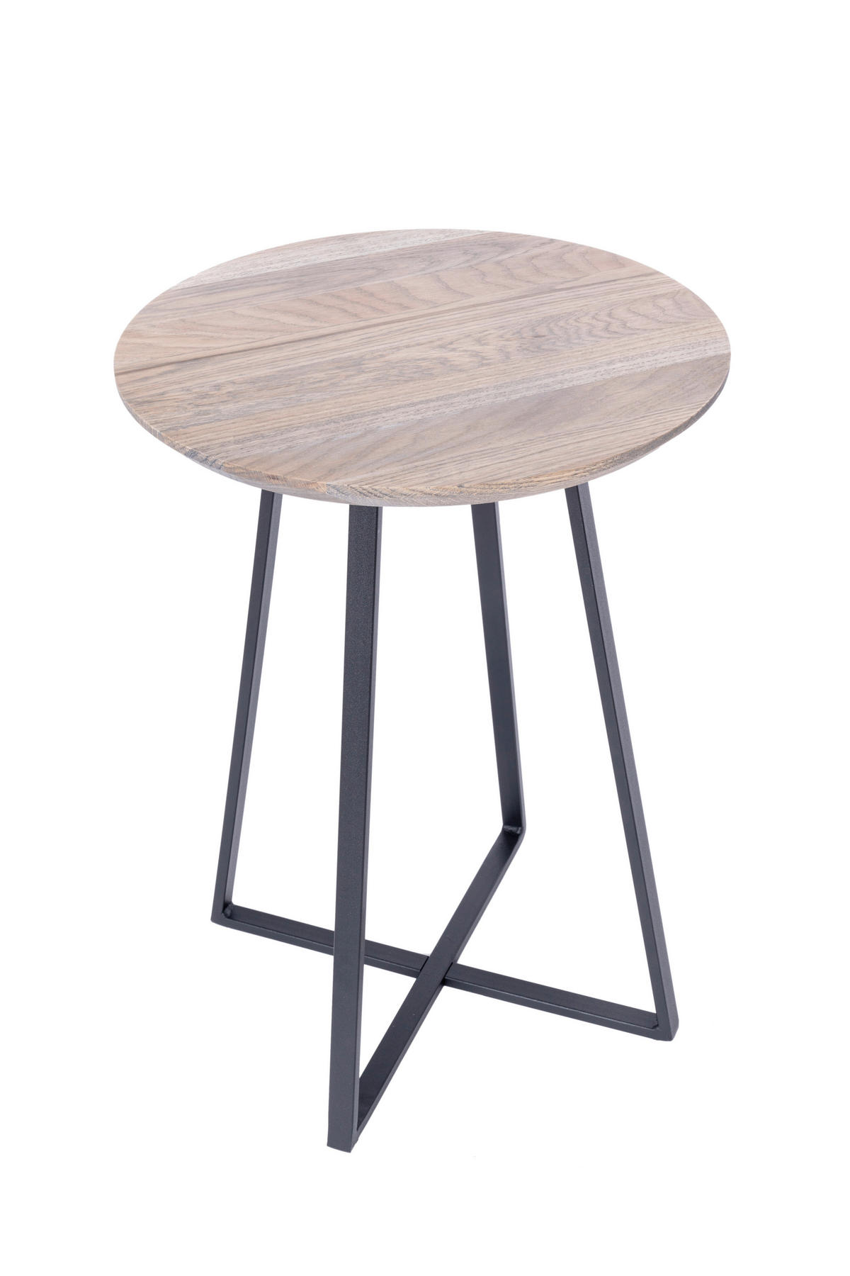 BEISTELLTISCH in Holz, Metall  - Eiche grau/Schwarz, Natur, Holz/Metall (40/55cm)