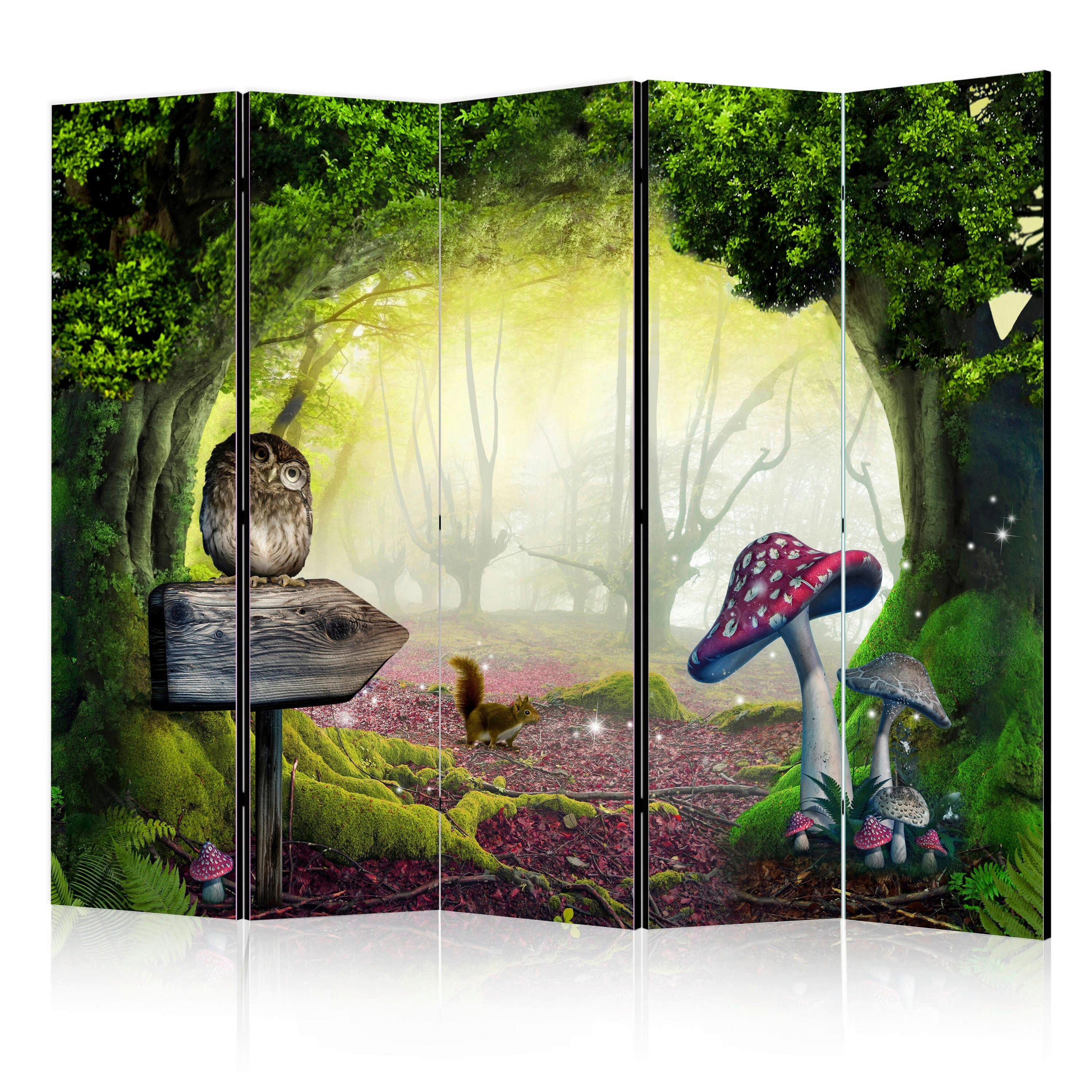 PARAVENT mit 5  Flügel - Waldgrün/Hellgrün, Basics, Holz/Kunststoff (225/172/3cm) - artgeist