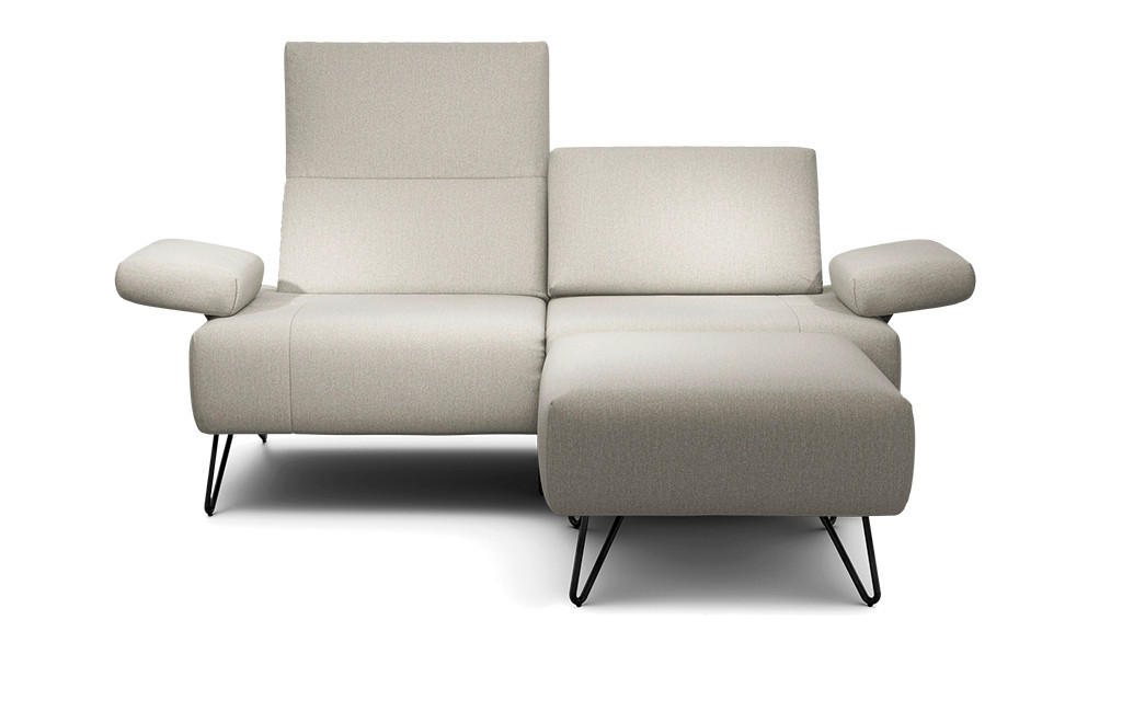 2-SITZER-SOFA Chenille Naturfarben  - Schwarz/Naturfarben, Design, Textil/Metall (164-194/85/86-94cm) - SENSOO