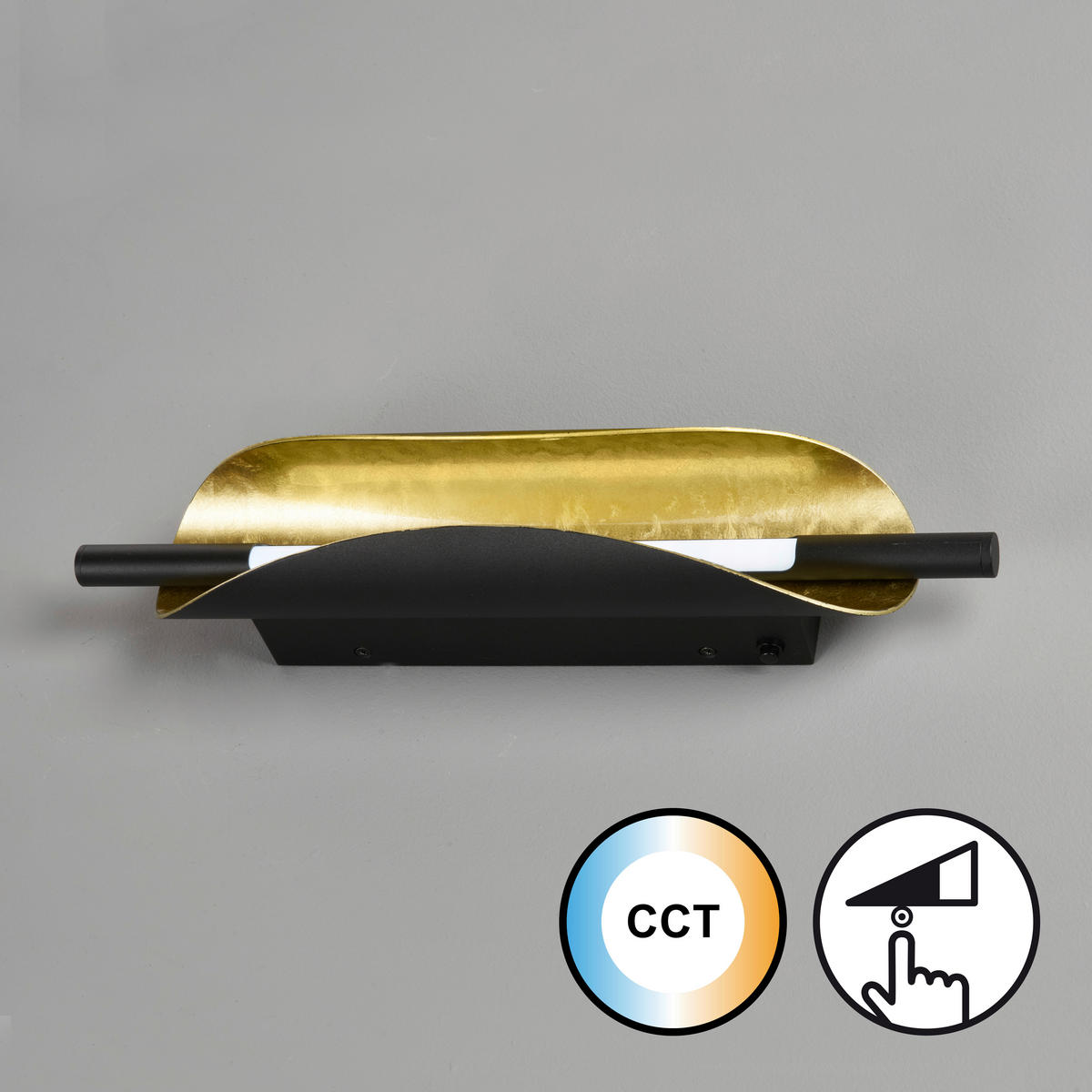 ZIDNA LED LAMPA - zlatna/crna, Osnovno, metal (42/8/10,5cm)