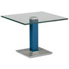BEISTELLTISCH 60/60/46-65 cm Blau, Edelstahlfarben quadratisch  - Blau/Edelstahlfarben, Design, Glas/Kunststoff (60/60/46-65cm)