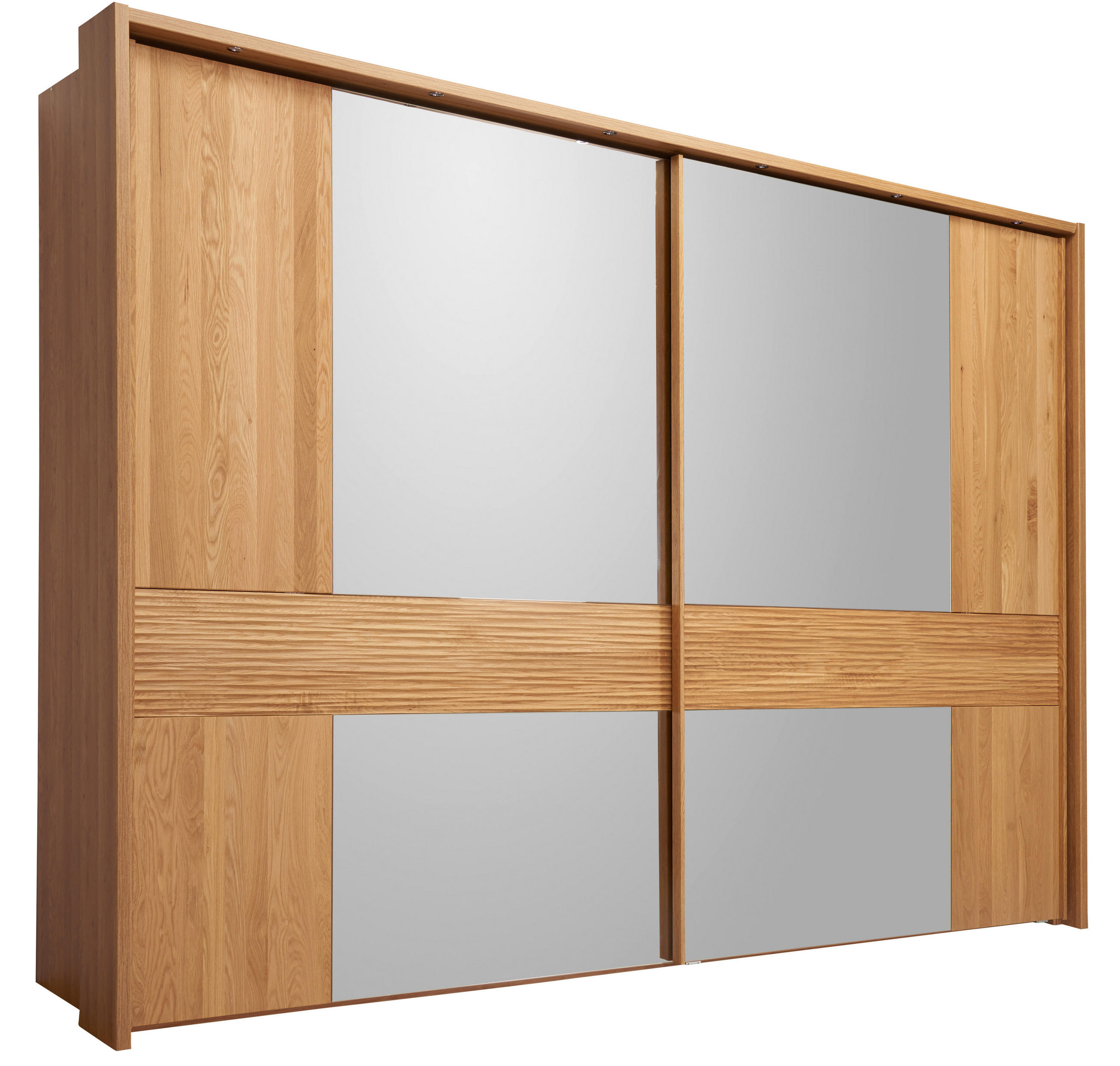 SCHWEBETÜRENSCHRANK 300/217/67 cm 2-türig Eichefarben  - Chromfarben/Eichefarben, KONVENTIONELL, Glas/Holz (300/217/67cm) - Dieter Knoll