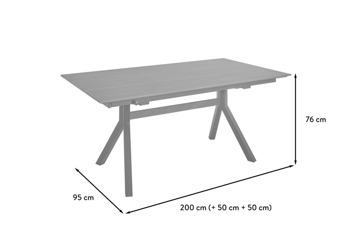 ESSTISCH in Holz, Metall 200-300/95/76 cm  - Eiche dunkel/Schwarz, Basics, Holz/Metall (200-300/95/76cm) - Celina Home