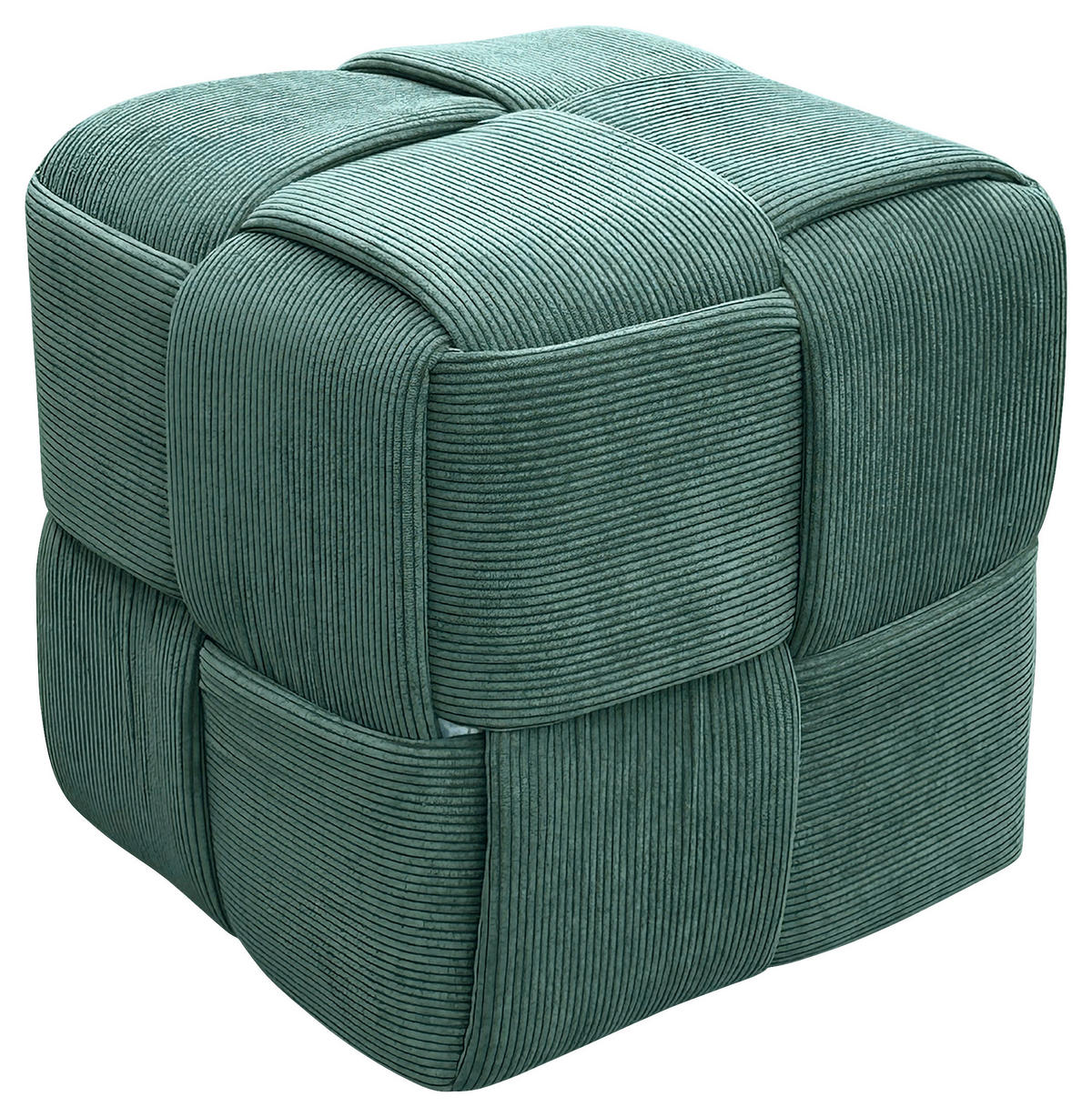 POUF Cord Dunkelgrün 40/40/40 cm  - Dunkelgrün, Design, Textil (40/40/40cm) - MID.YOU