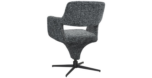 ARMLEHNSTUHL  Stoffauswahl, Sitzfläche 360° drehbar, automatische Rückholfunktion Mikrofaser  - Schwarz/Grau, Design, Textil/Metall (61/84/63cm) - Novel