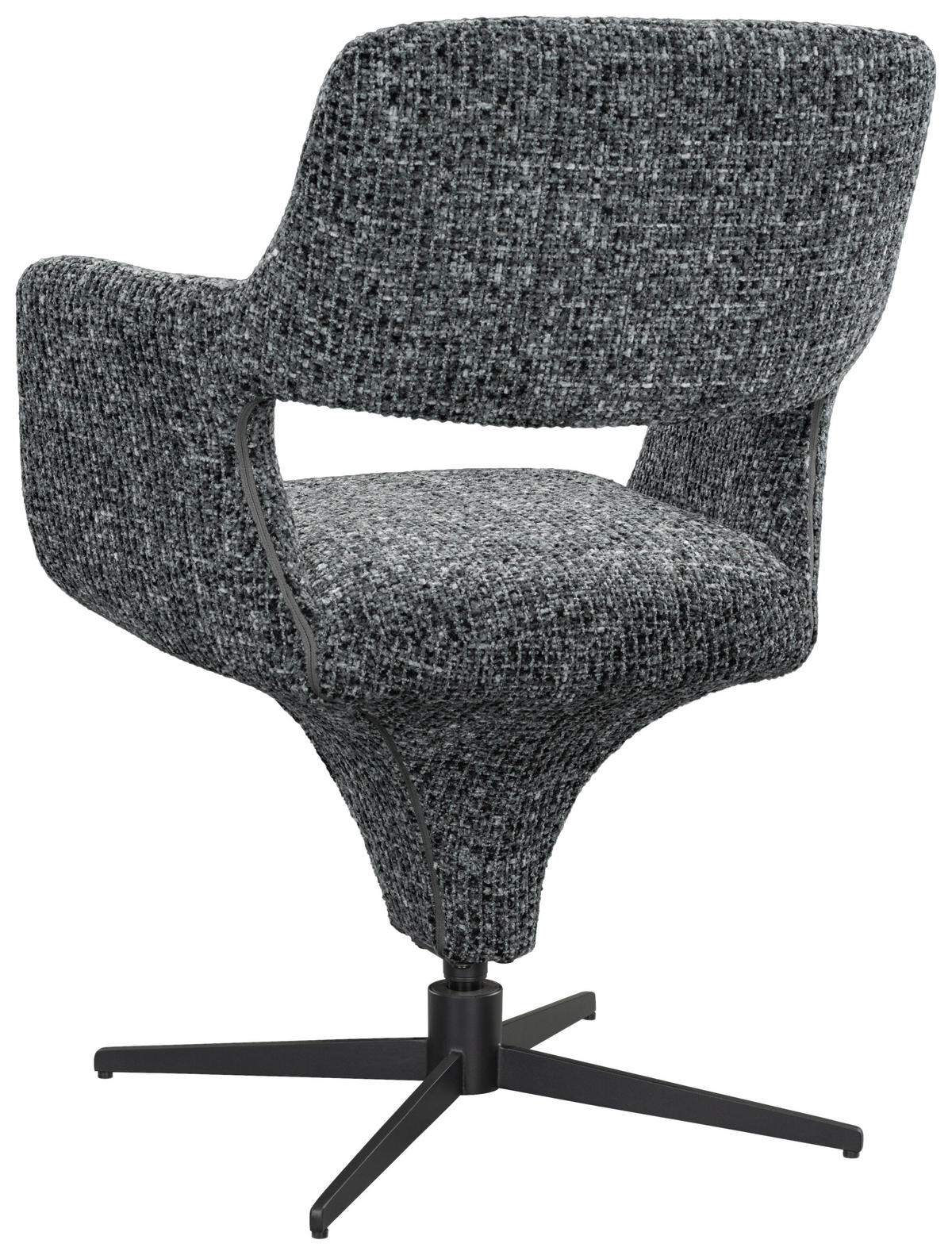 ARMLEHNSTUHL  Stoffauswahl, Sitzfläche 360° drehbar, automatische Rückholfunktion Mikrofaser  - Schwarz/Grau, Design, Textil/Metall (61/84/63cm) - Novel