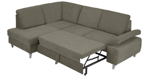 ECKSOFA in Flachgewebe Braun  - Silberfarben/Braun, KONVENTIONELL, Holz/Textil (186/255cm) - Cantus