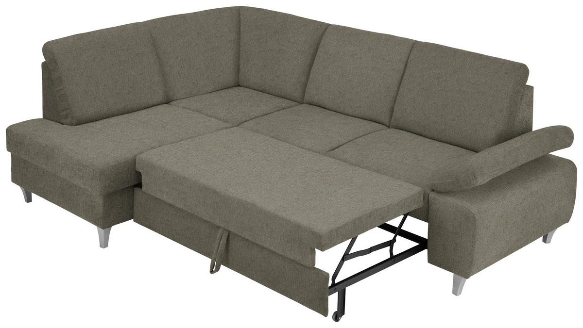 ECKSOFA in Flachgewebe Braun  - Silberfarben/Braun, Konventionell, Holz/Textil (186/255cm) - Cantus
