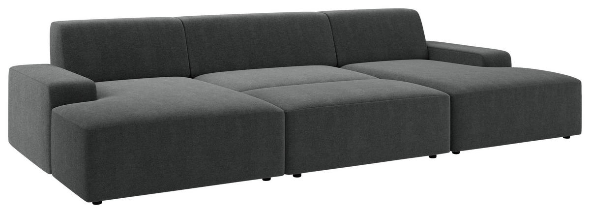 HOCKER in Textil Anthrazit  - Anthrazit/Schwarz, Modern, Kunststoff/Textil (112/44/66cm) - Trendmanufaktur