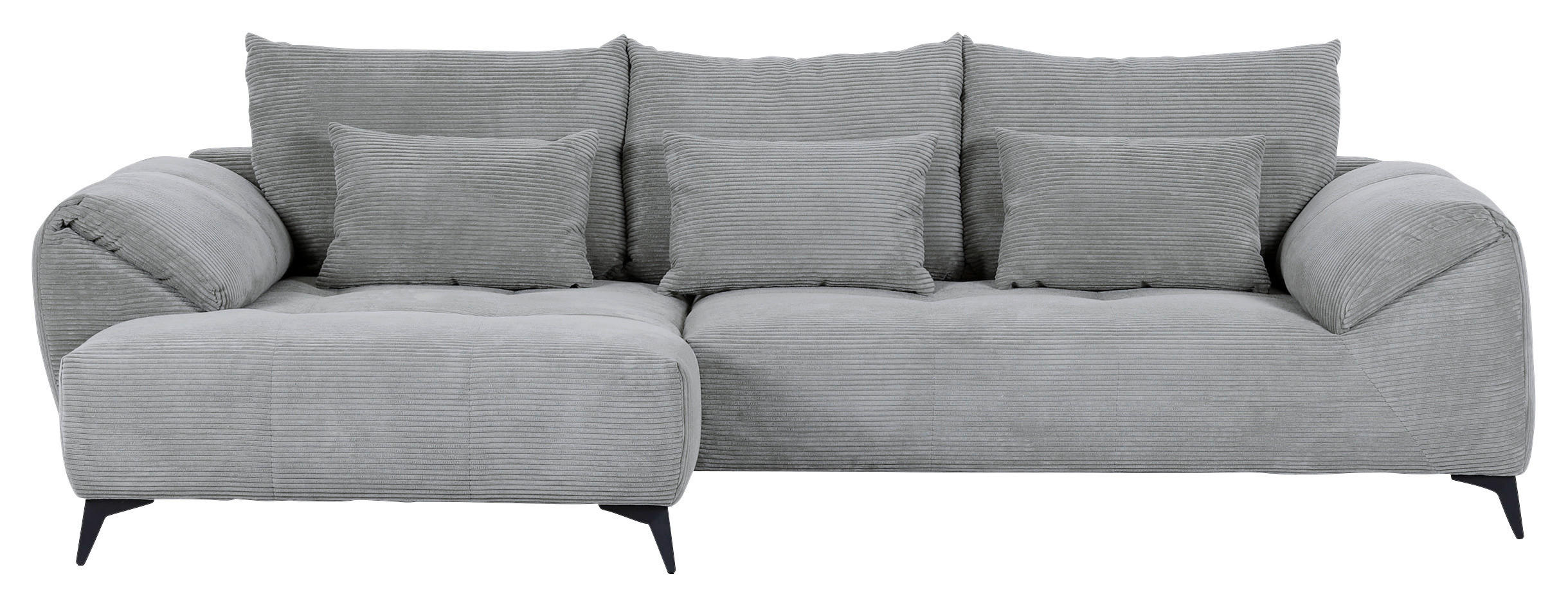 ECKSOFA Hellgrau Cord  - Hellgrau/Schwarz, KONVENTIONELL, Textil/Metall (176/311cm) - Carryhome