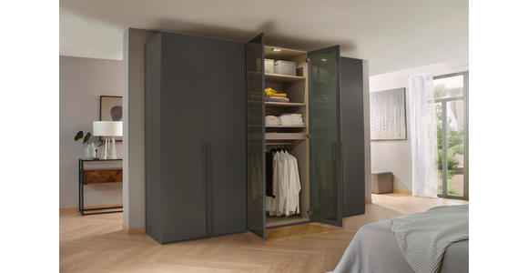 DREHTÜRENSCHRANK in Graphitfarben - Graphitfarben, Trend, Glas/Holzwerkstoff (301/223/60cm) - Novel