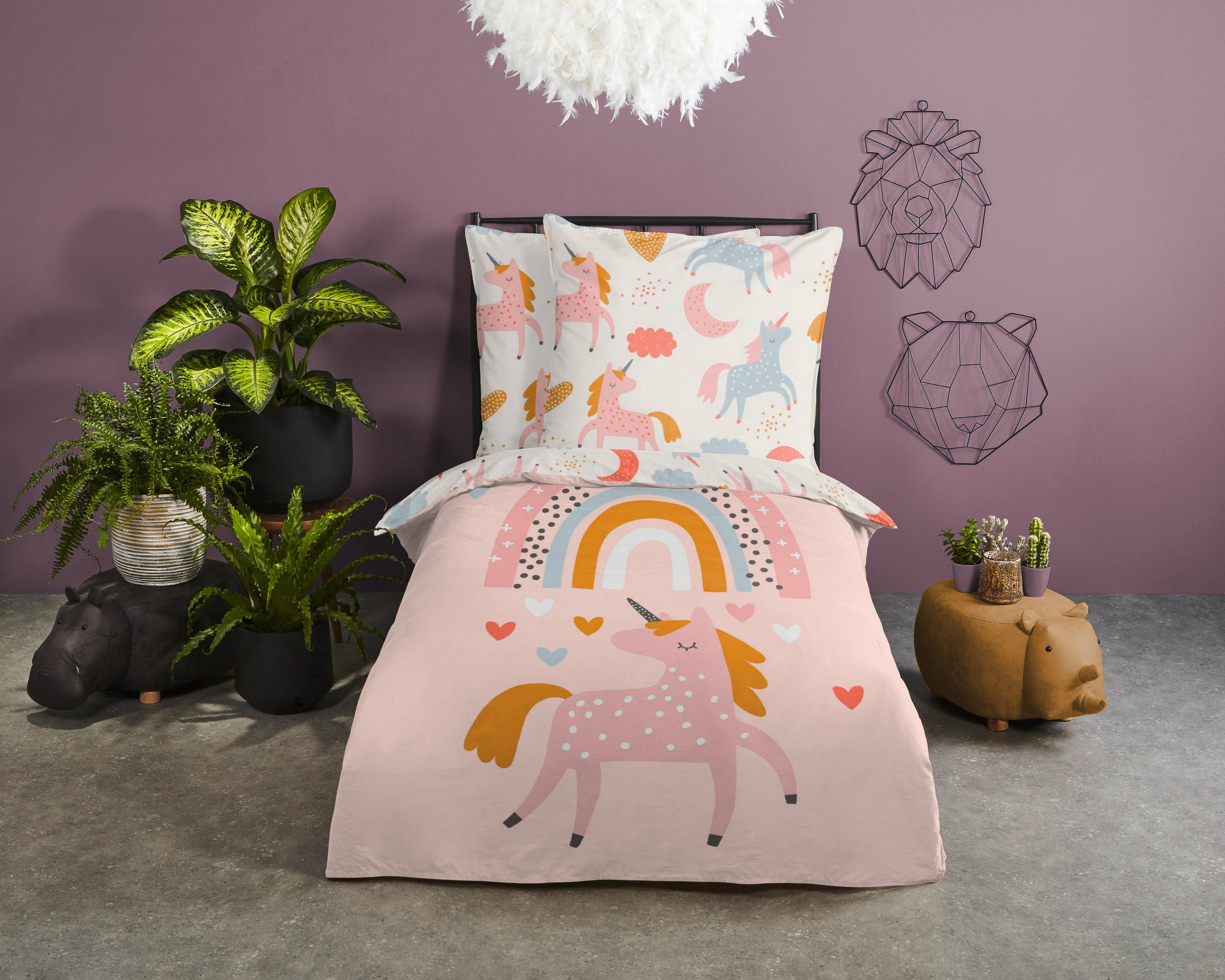 KINDERBETTWÄSCHE 140/200 cm  - Hellrosa, Trend, Textil (140/200cm)
