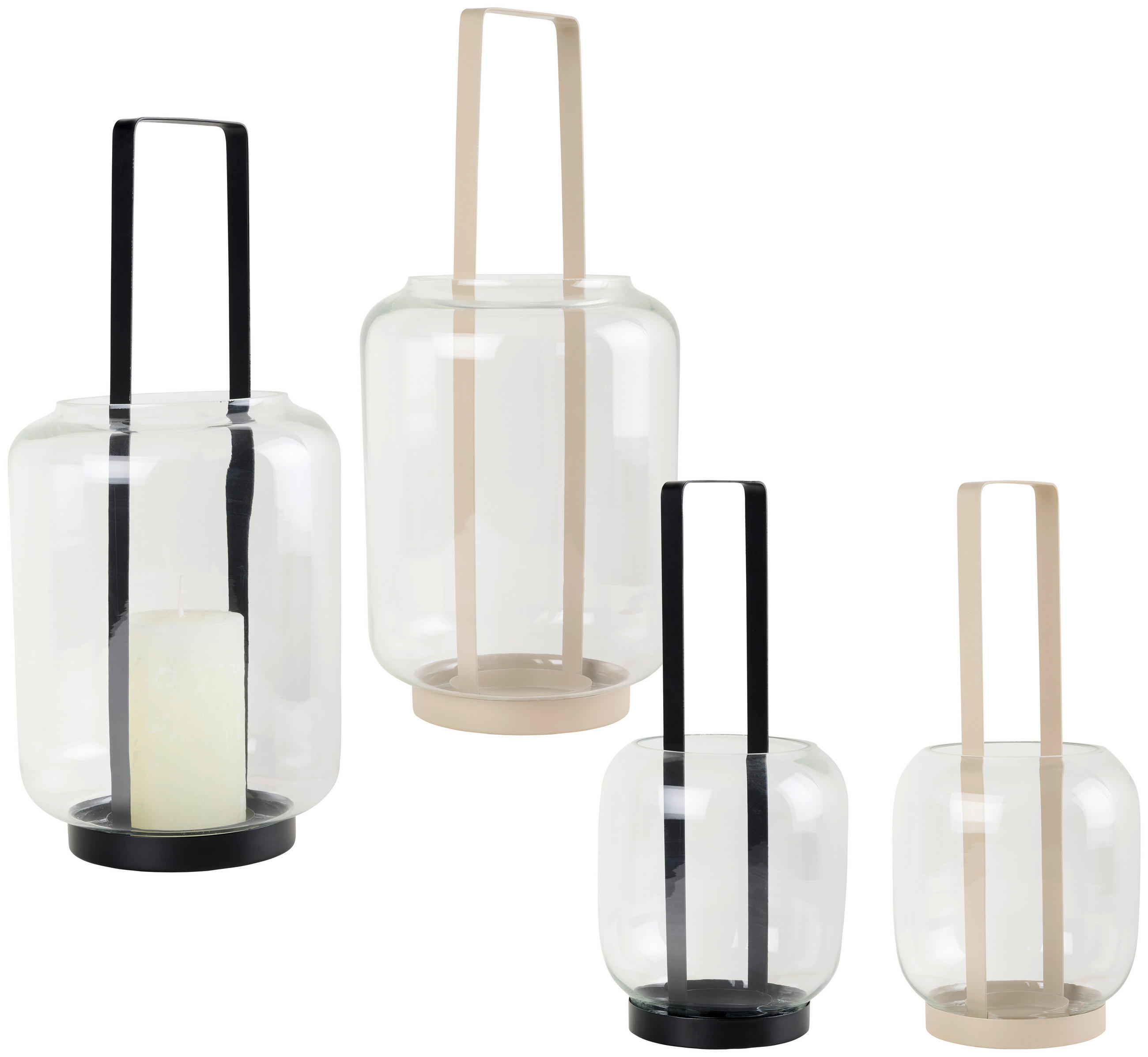 LATERNE - Schwarz, Trend, Glas/Metall (13,5/29cm) - Ambia Home