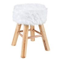 TABURET, dřevo, textil, kompozitní dřevo, 28/42 cm - bílá/přírodní barvy, Natur, dřevo/kompozitní dřevo (28/42cm) - Ambia Home