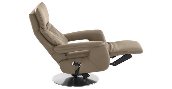 RELAXSESSEL in Leder Greige - Edelstahlfarben/Greige, Design, Leder/Metall (78/112/85cm) - Cantus