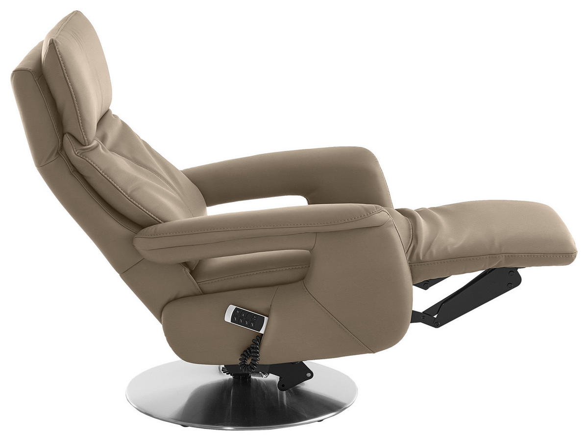 RELAXSESSEL in Leder Greige  - Edelstahlfarben/Greige, Design, Leder/Metall (78/112/85cm) - Cantus