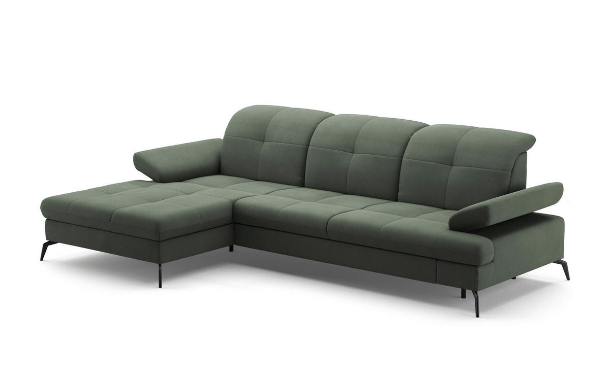 ECKSOFA in Flachgewebe Grün  - Schwarz/Grün, Konventionell, Textil/Metall (185/279cm) - Sit & More