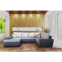 SJEDEĆA GARNITURA drvo, tekstil  svijetlo siva, tamno siva   - siva/tamno siva, Moderno, drvo/tekstil (180/200/325/85cm) - Ti'me