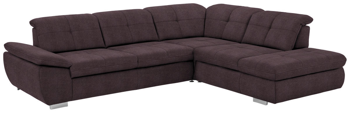 ECKSOFA in Mikrofaser Dunkelbraun  - Dunkelbraun/Silberfarben, Design, Textil/Metall (320/260cm) - Beldomo Speed
