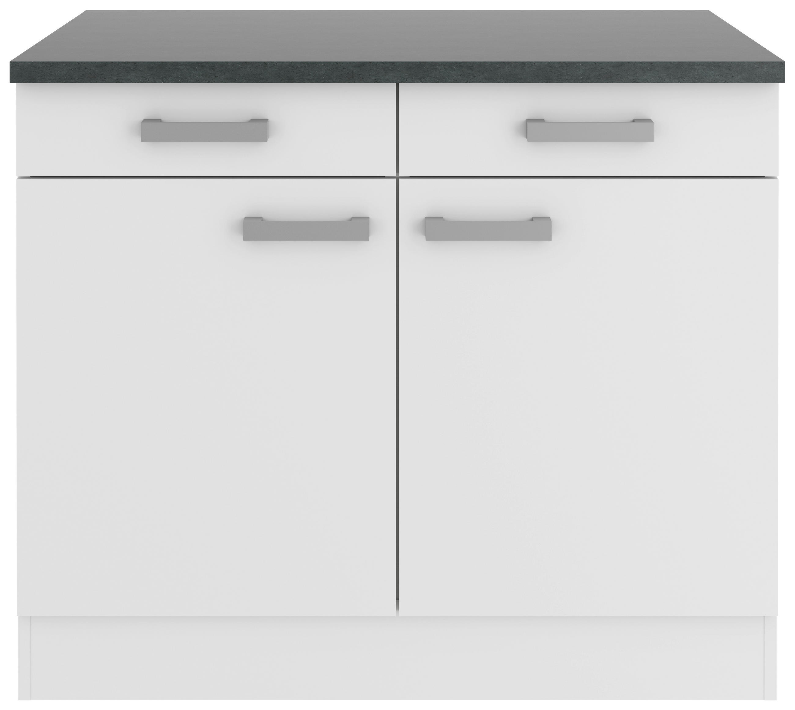 KÜCHENUNTERSCHRANK 100/84,8/60 cm  in Weiß  - Anthrazit/Buchefarben, Basics, Holzwerkstoff/Metall (100/84,8/60cm) - Optifit