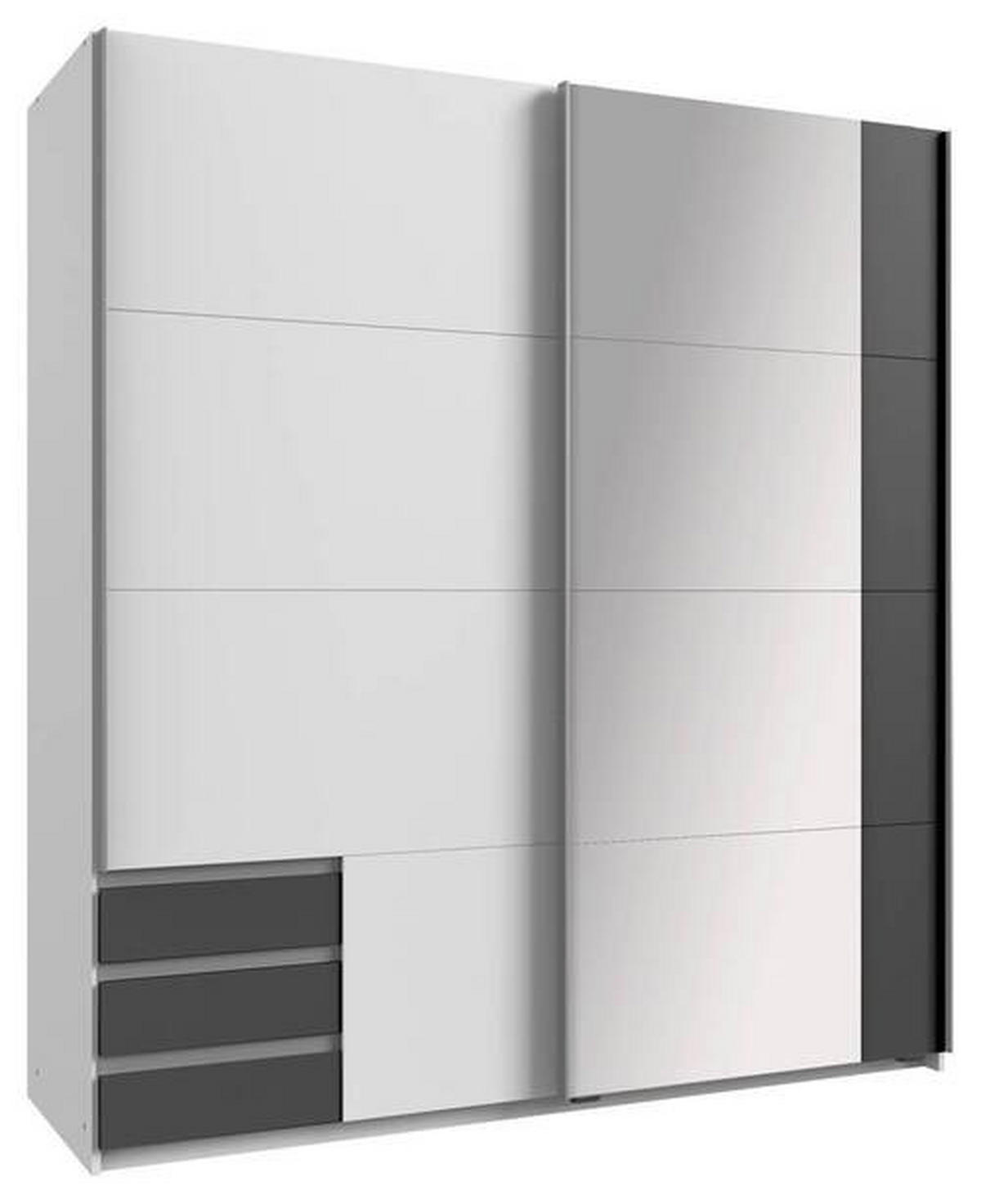 SCHWEBETÜRENSCHRANK  in Graphitfarben, Weiß  - Alufarben/Graphitfarben, Design, Glas/Holzwerkstoff (179/198/64cm) - Carryhome