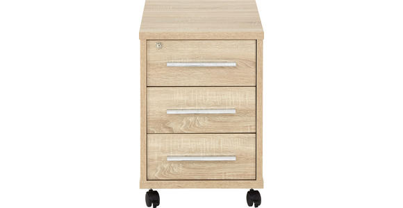 ROLLCONTAINER 43,8/63/65 cm - Silberfarben/Sonoma Eiche, KONVENTIONELL, Holzwerkstoff/Kunststoff (43,8/63/65cm) - Voleo