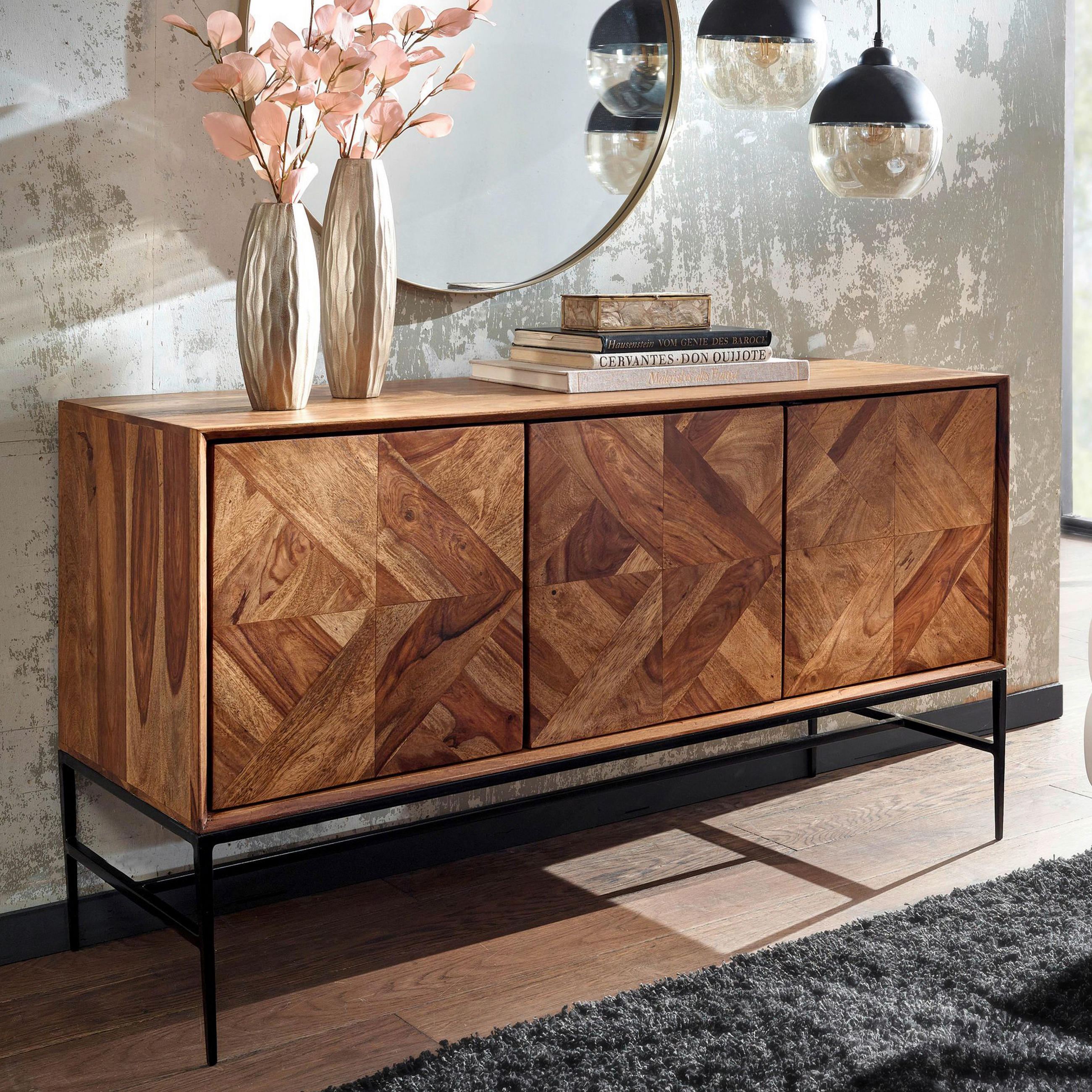 SIDEBOARD  in 123/70/45 cm  - Sheeshamfarben/Schwarz, Design, Holz/Metall (123/70/45cm) - MID.YOU