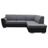 ECKSOFA  in Velours Grau, Schwarz  255/196 cm  - Silberfarben/Schwarz, Design, Kunststoff/Textil (255/196cm) - MID.YOU