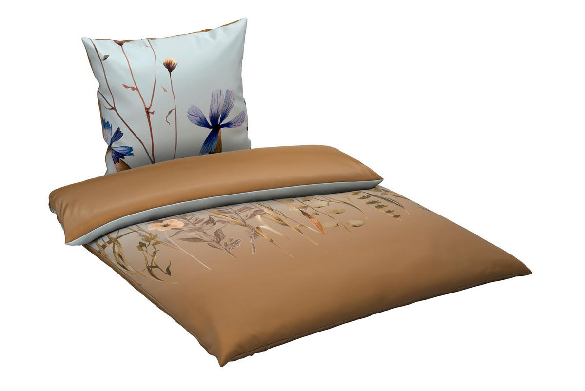 BETTWÄSCHE Satin 155/220 cm  - Blau/Beige, Design, Textil (155/220cm) - Novel