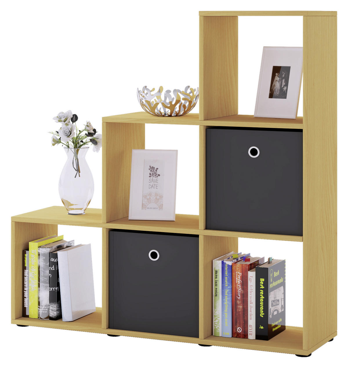 RAUMTEILER  in Holzwerkstoff   - Buchefarben/Schwarz, KONVENTIONELL, Holzwerkstoff/Kunststoff (107,5/104,5/29cm) - MID.YOU