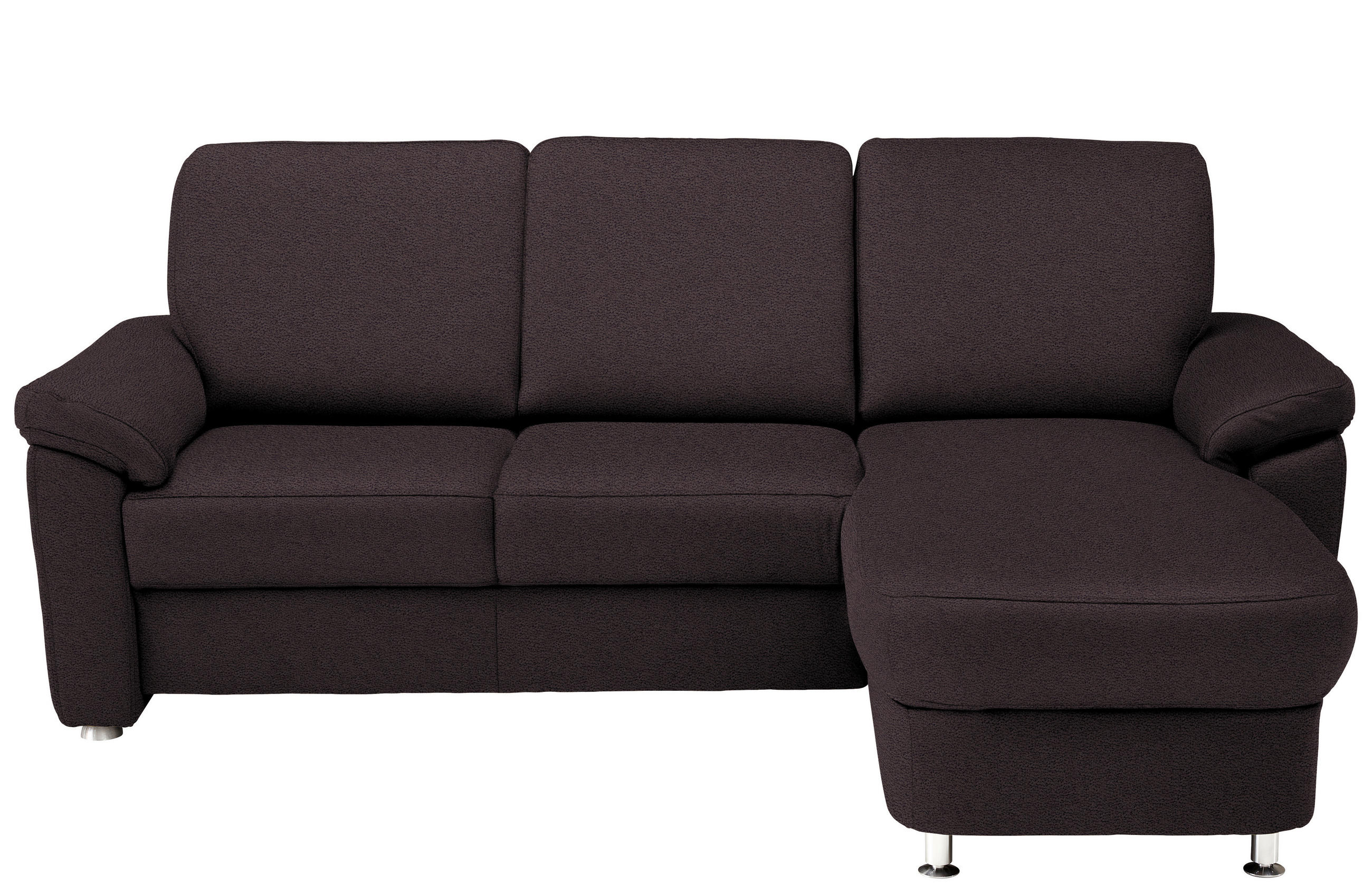 ECKSOFA in Flachgewebe Mokka  - Chromfarben/Mokka, Konventionell, Textil/Metall (250/163cm) - Beldomo System