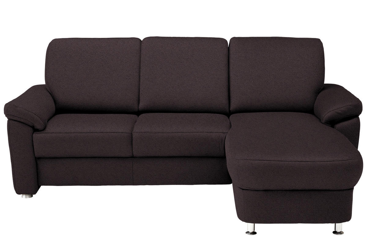 ECKSOFA in Flachgewebe Mokka  - Chromfarben/Mokka, Konventionell, Textil/Metall (250/163cm) - Beldomo System