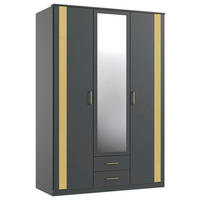 DREHTÜRENSCHRANK  in Graphitfarben, Goldfarben  - Goldfarben/Graphitfarben, Design, Glas/Holzwerkstoff (135/199/58cm) - Carryhome